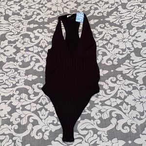 Free People Black Ribbed Bodysuit ✨Brand New✨